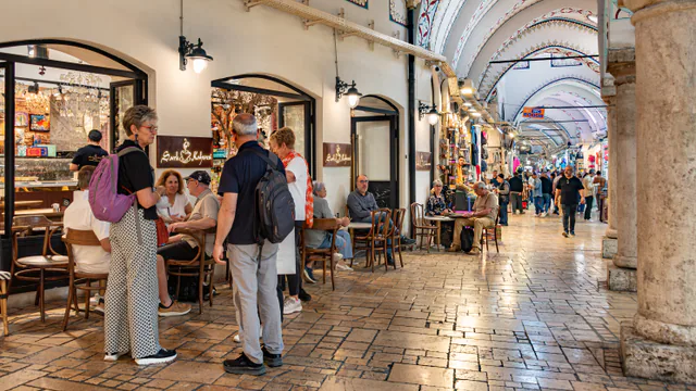 A covered shopping lane inside the Grand Bazaar