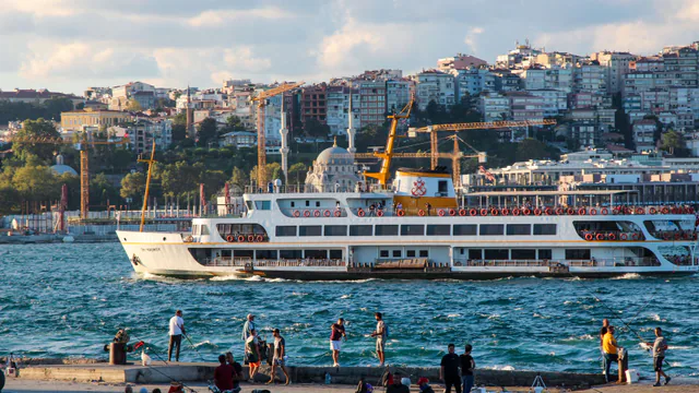 Ferry traffic and the Bosphorus skyline
